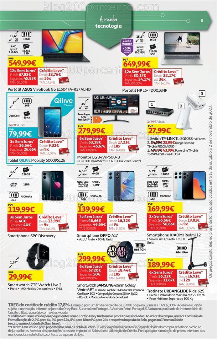 Antevisão Folheto AUCHAN Tecnologia Promoções de 18 outubro a 2 novembro