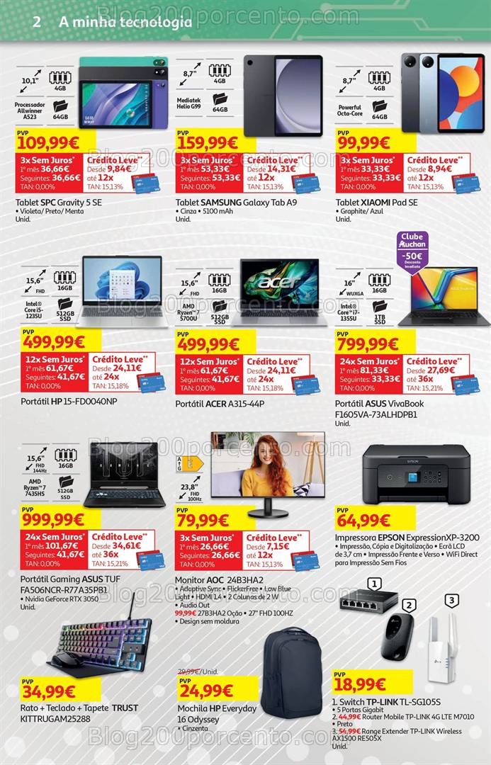 Antevisão Folheto AUCHAN Tecnologia Promoções de 29 janeiro a 12 fevereiro