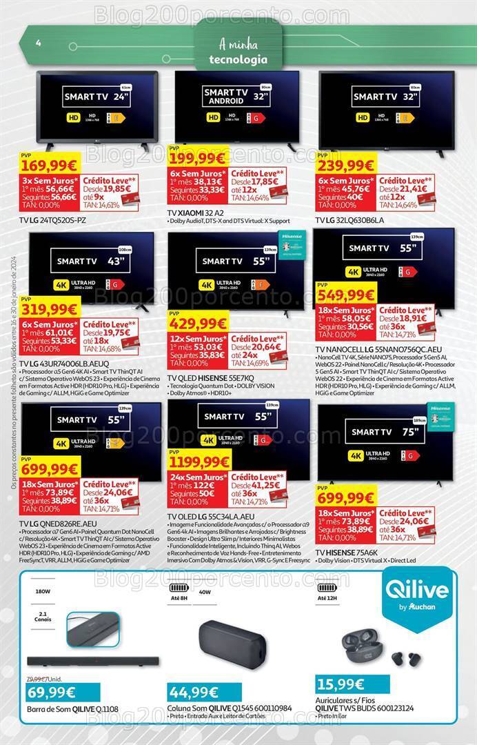 Antevisão Folheto AUCHAN Tecnologia Promoções de 16 a 30 janeiro