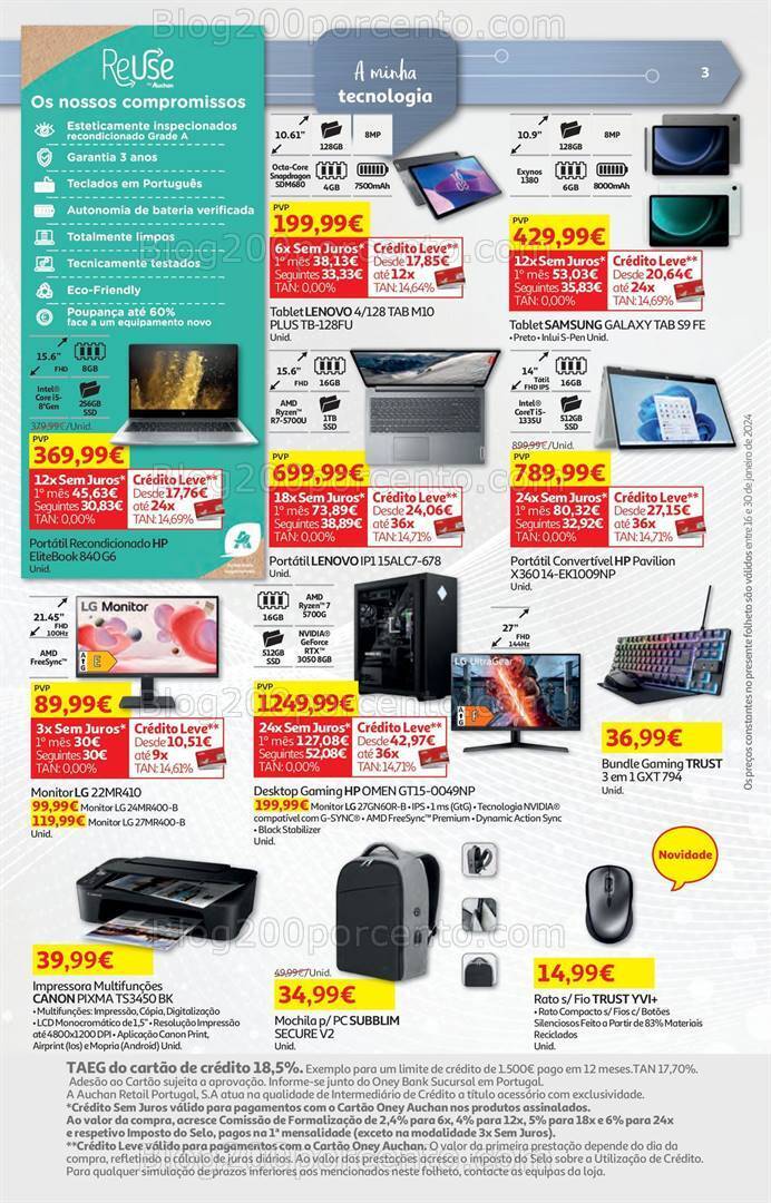 Antevisão Folheto AUCHAN Tecnologia Promoções de 16 a 30 janeiro