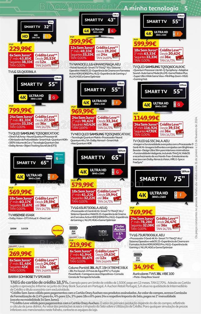 Antevisão Folheto AUCHAN Tecnologia Promoções de 1 a 13 março