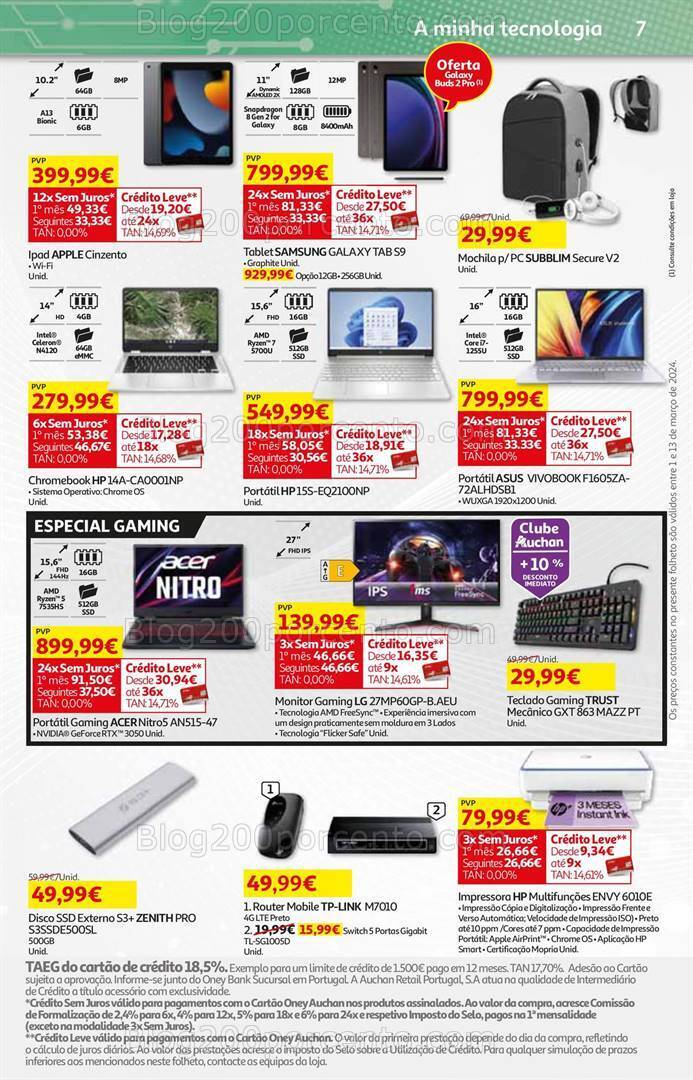 Antevisão Folheto AUCHAN Tecnologia Promoções de 1 a 13 março