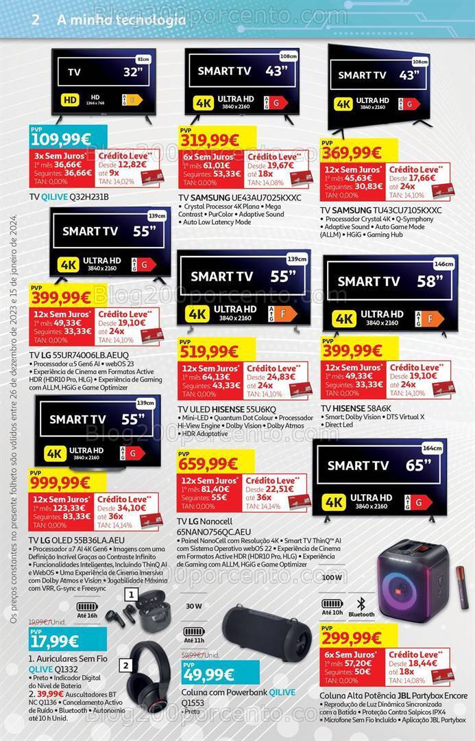 Antevisão Folheto AUCHAN Tecnologia Promoções de 26 dezembro a 15 janeiro