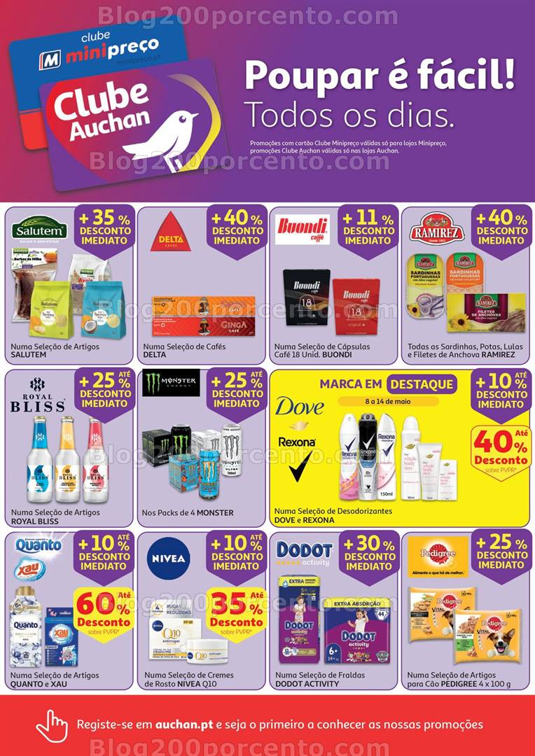 Antevisão Folheto AUCHAN - MINIPREÇO Promoções de 8 a 14 maio