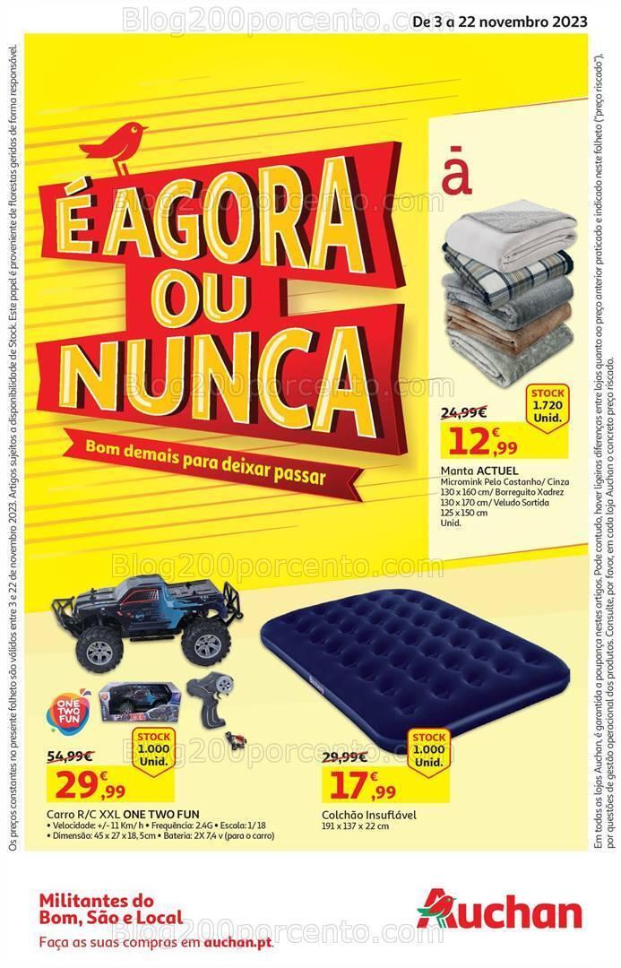 Antevisão Folheto AUCHAN Agora ou Nunca Promoções de 3 a 22 novembro