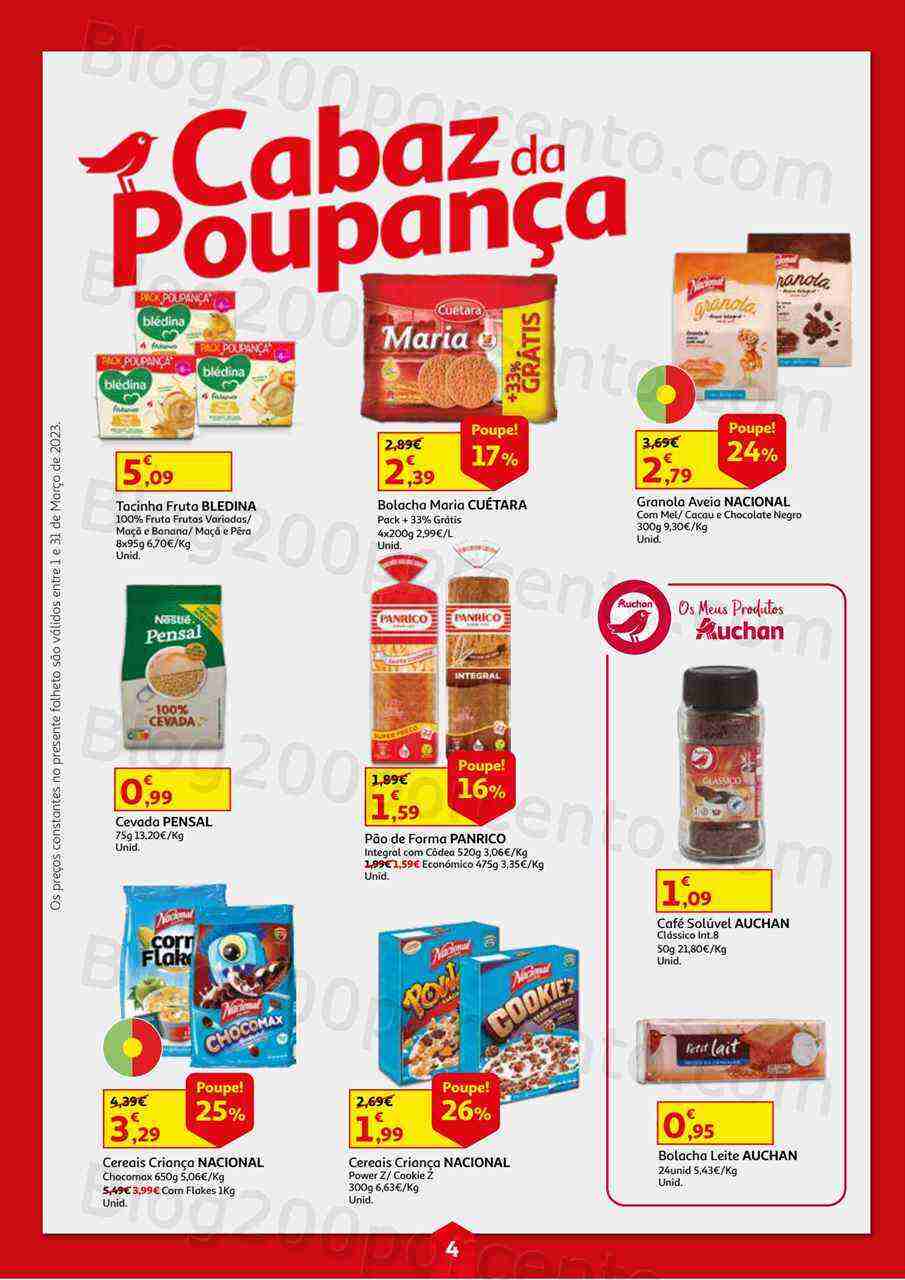 Antevisão Folheto AUCHAN Cabaz Poupança Promoções de 1 a 31 março