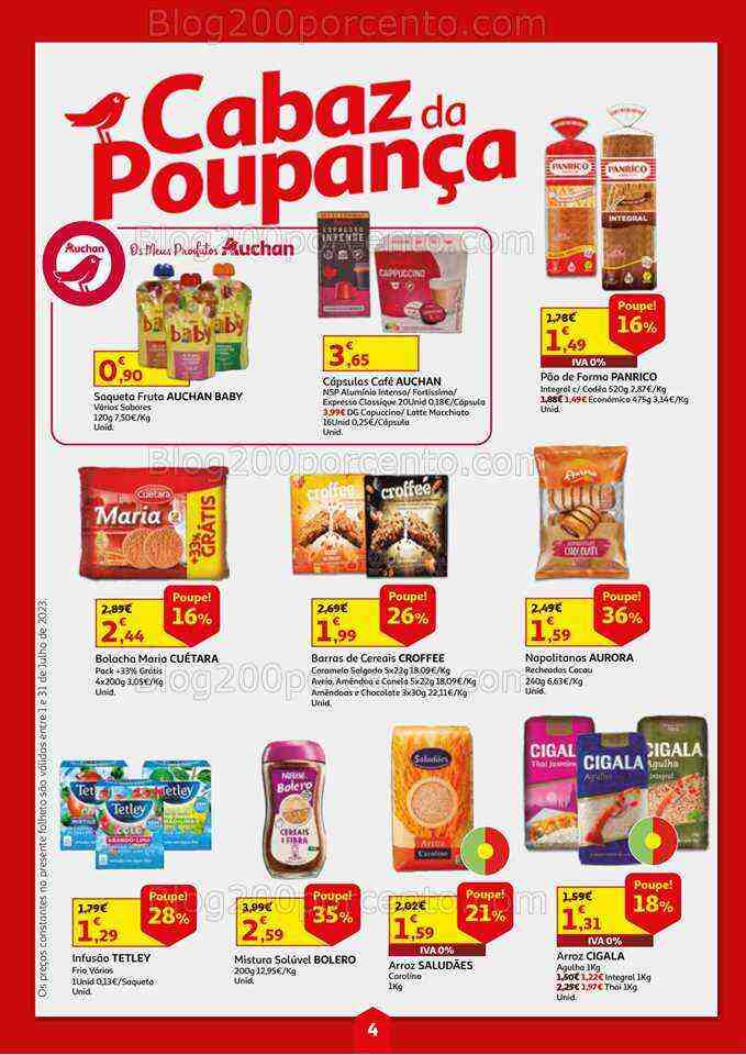 Antevisão Folheto AUCHAN Cabaz Poupança Promoções de 1 a 31 julho