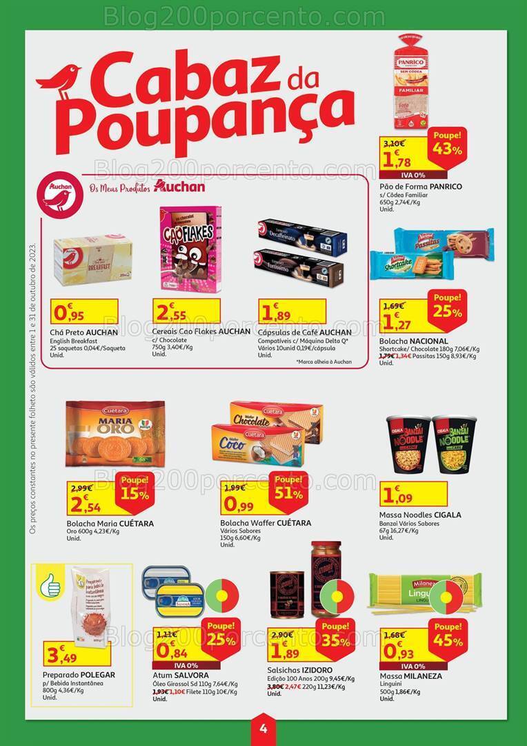 Antevisão Folheto AUCHAN Cabaz da Poupança Promoções de 1 a 31 outubro