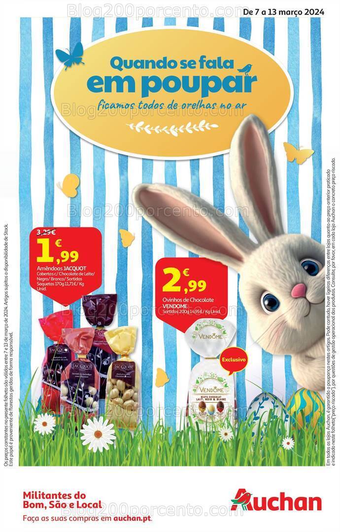 Antevisão Folheto AUCHAN Páscoa Promoções de 7 a 13 março