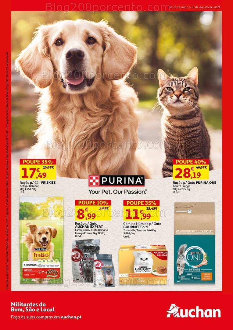 Antevisão Folheto AUCHAN Pets Promoções de 23 julho a 15 agosto