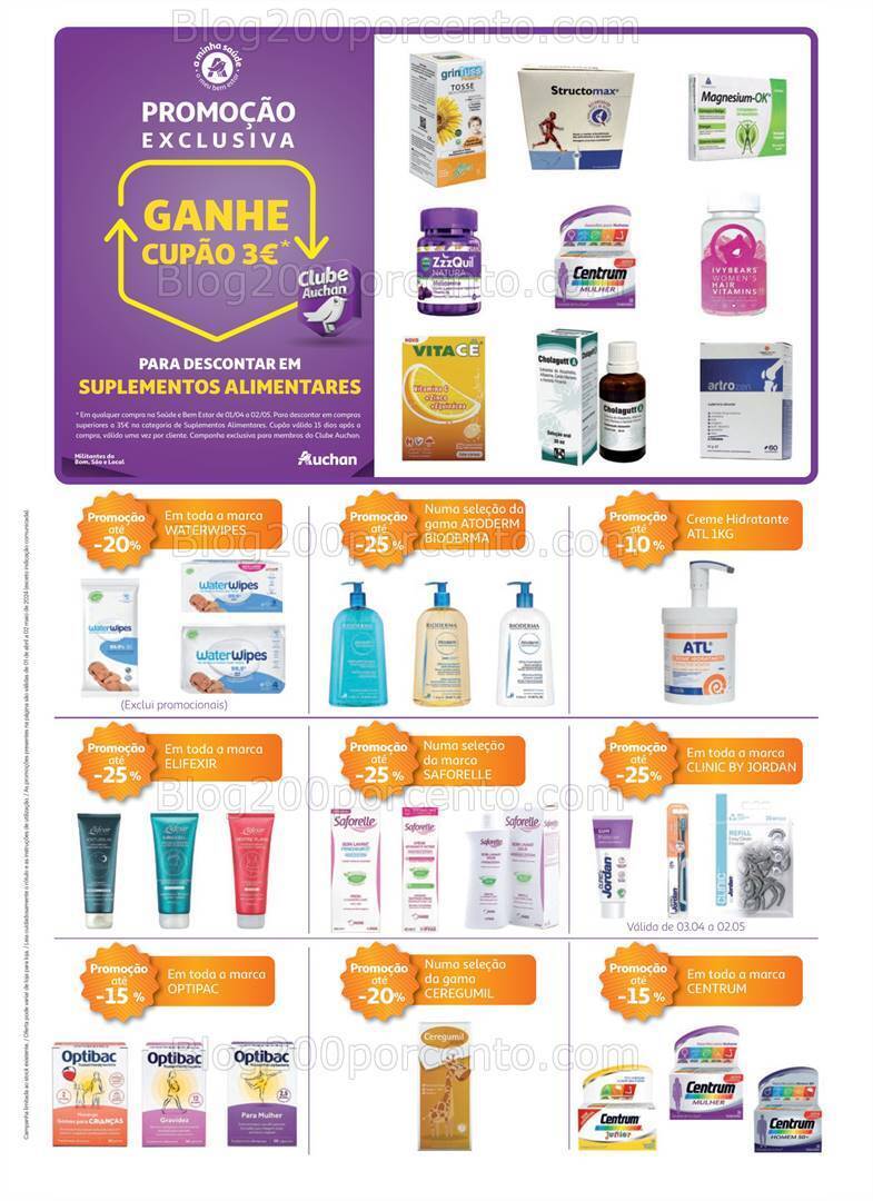 Antevisão Folheto AUCHAN Saúde e Bem-Estar Promoções de 1 abril a 2 maio