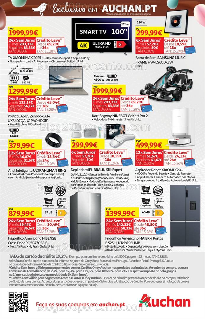 Antevisão Folheto AUCHAN Tecnologia Promoções de 2 a 20 abril
