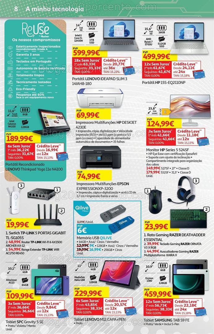 Antevisão Folheto AUCHAN Tecnologia Promoções de 3 a 16 outubro