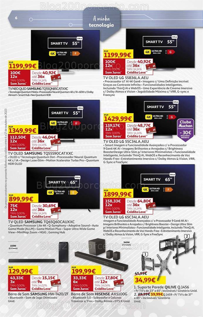 Antevisão Folheto AUCHAN Tecnologia Promoções de 4 a 17 outubro