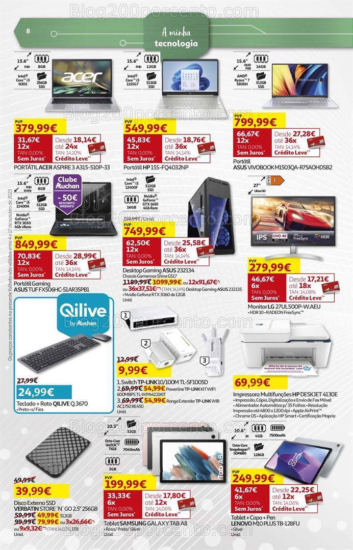 Antevisão Folheto AUCHAN Tecnologia Promoções de 4 a 17 outubro