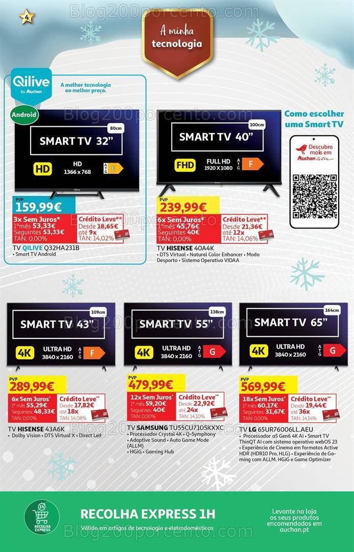 Antevisão Folheto AUCHAN Tecnologia Natal Promoções de 18 dezembro a 2 janeiro