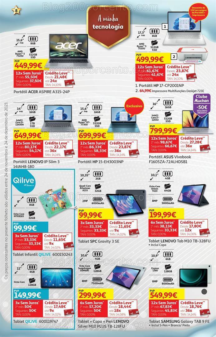 Antevisão Folheto AUCHAN Natal Tecnologia Promoções de 24 novembro a 24 dezembro