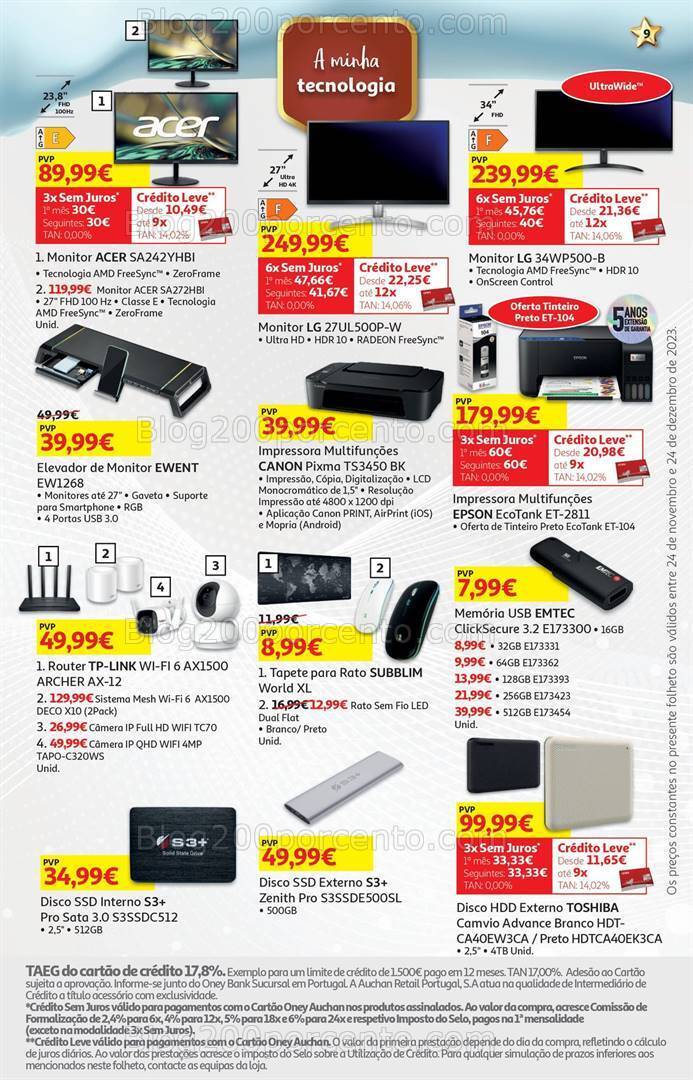 Antevisão Folheto AUCHAN Natal Tecnologia Promoções de 24 novembro a 24 dezembro