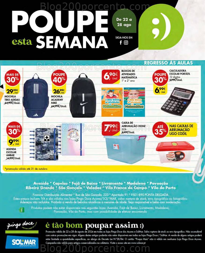 Antevisão Folheto PINGO DOCE Bazar Açores Promoções de 22 a 28 agosto