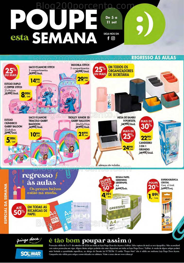 Antevisão Folheto PINGO DOCE Bazar Açores Promoções de 5 a 11 setembro