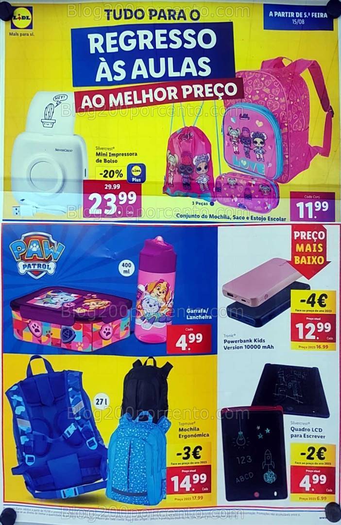 Antevisão Folheto LIDL Bazar Regresso à Escola promoções a partir de 15 agosto