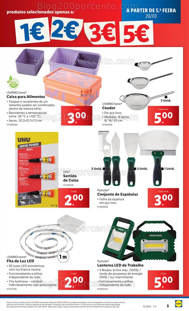 Antevisão Folheto LIDL Bazar Promoções de 20 a 26 março