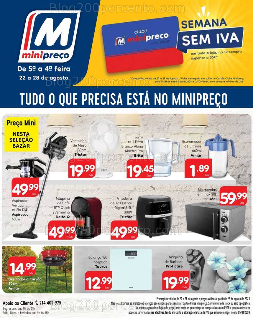 Antevisão Folheto MINIPREÇO Bazar Promoções de 22 a 28 agosto