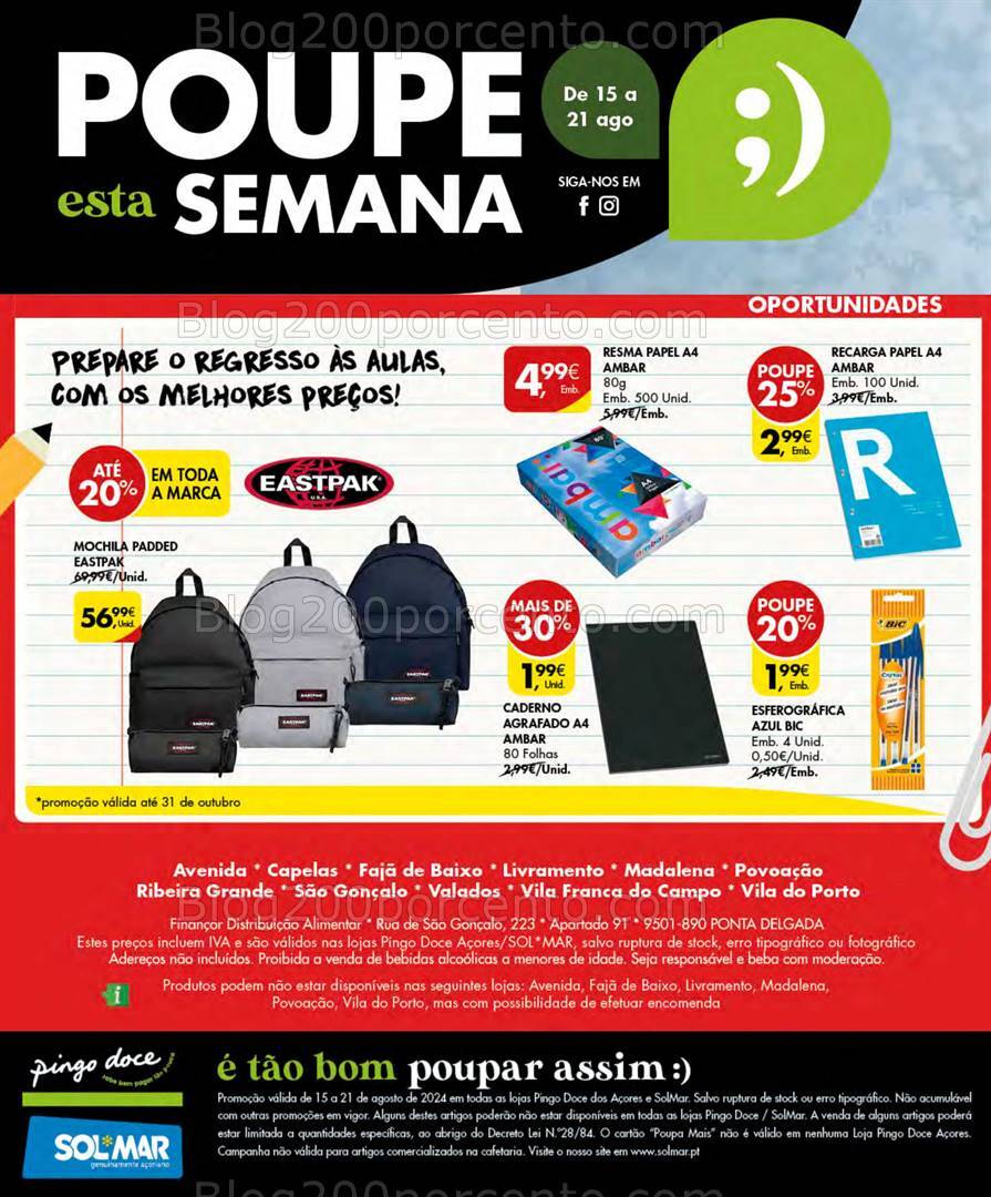 Antevisão Folheto PINGO DOCE Bazar Açores Promoções de 15 a 21 agosto