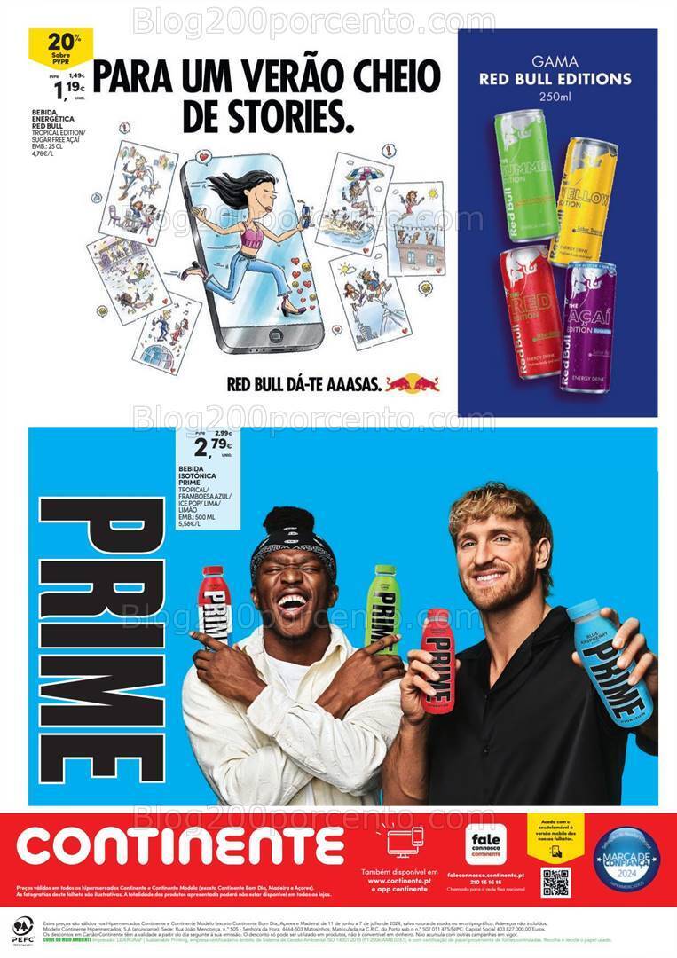 Antevisão Folheto CONTINENTE Bebidas e Gelados Promoções de 11 junho a 7 julho