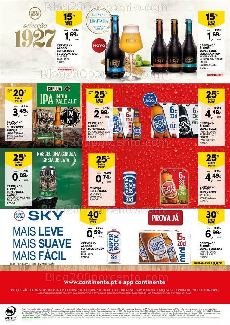 Antevisão Folheto CONTINENTE Bebidas Promoções de 20 agosto a 1 setembro