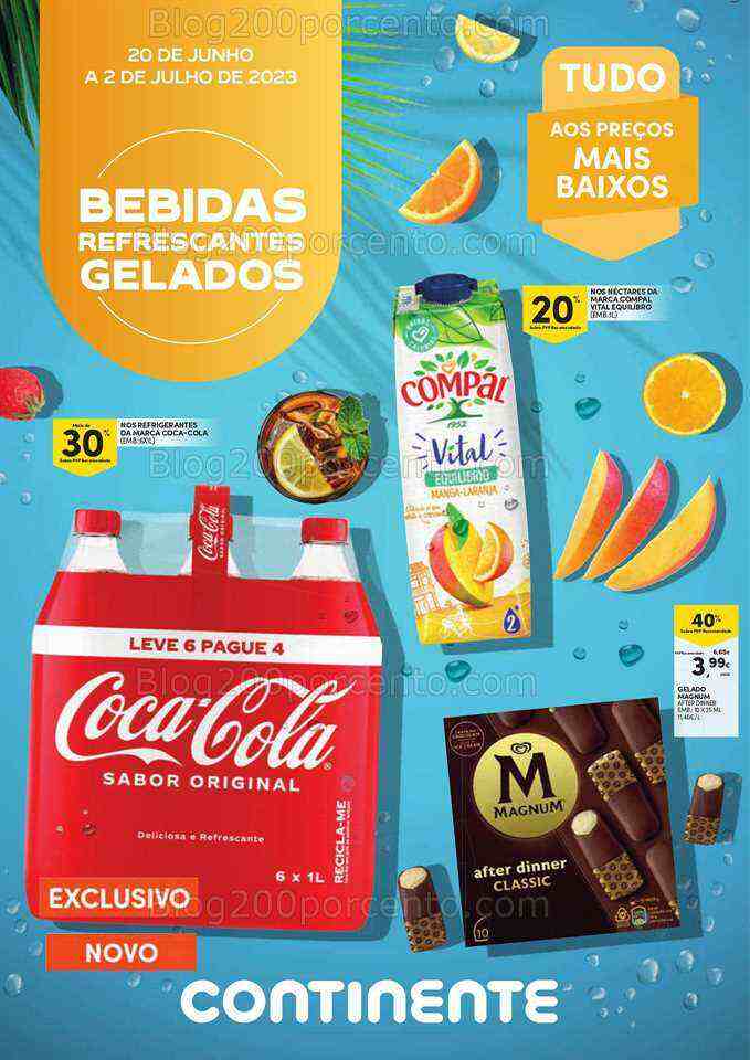Antevisão Folheto CONTINENTE Bebidas e Gelados Promoções de 20 junho a 2 julho