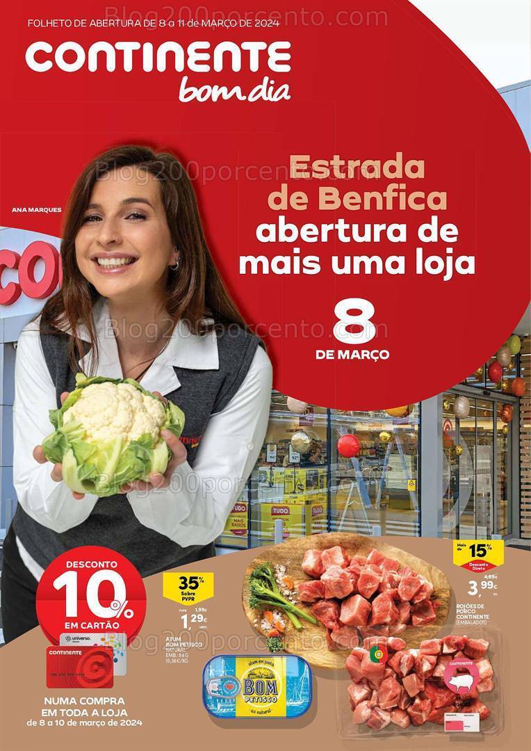 Antevisão Folheto CONTINENTE Abertura Benfica Promoções de 8 a 11 março