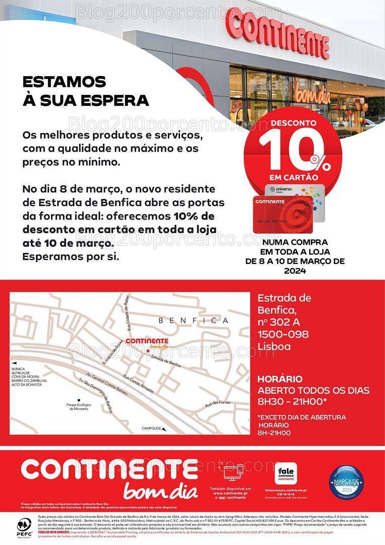 Antevisão Folheto CONTINENTE Abertura Benfica Promoções de 8 a 11 março