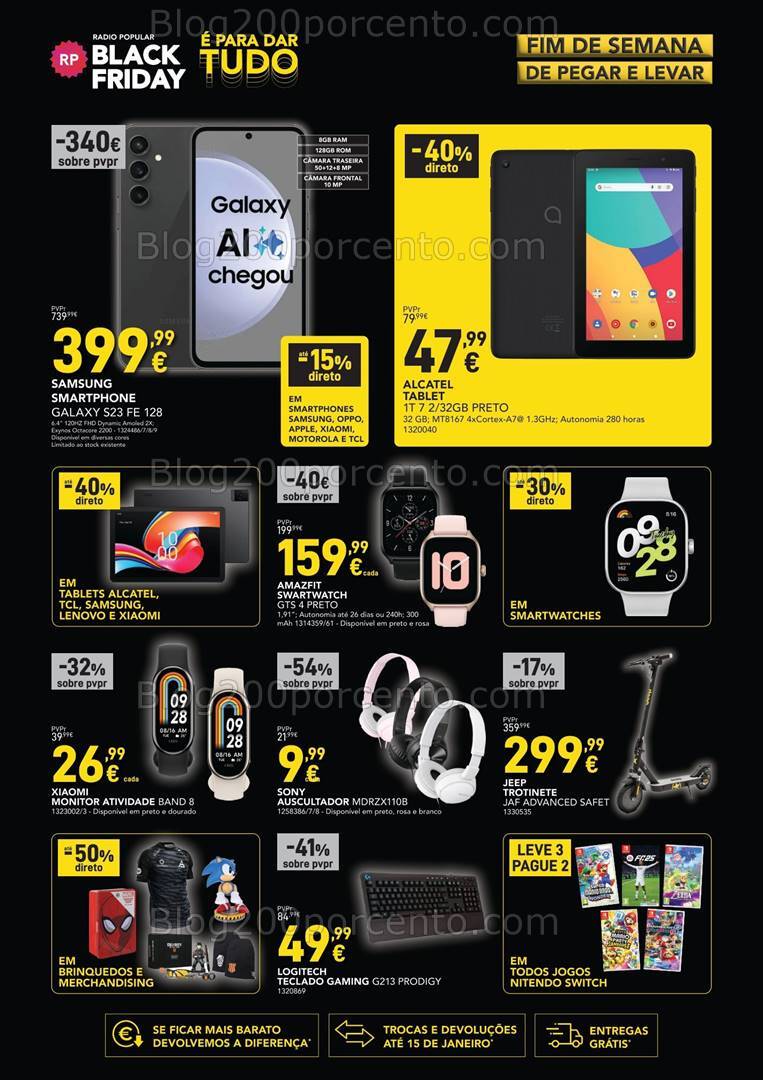 Antevisão Folheto RADIO POPULAR Black Friday Fim de Semana - 8 a 11 novembro