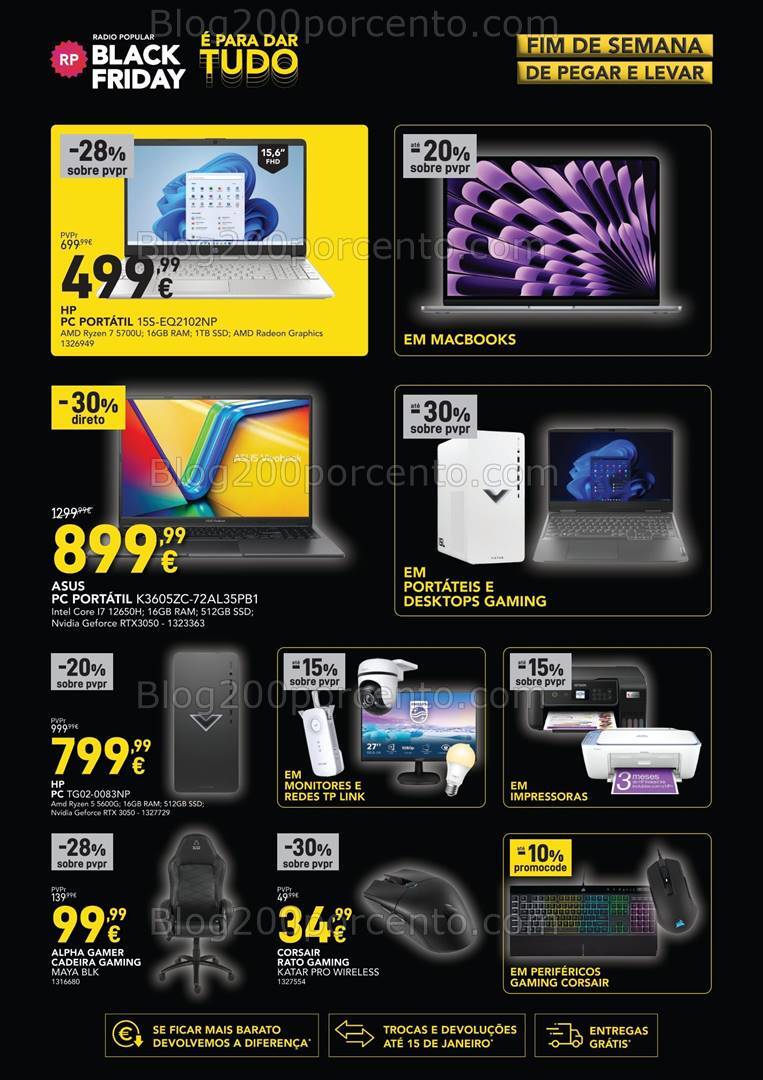 Antevisão Folheto RADIO POPULAR Black Friday Fim de Semana - 8 a 11 novembro