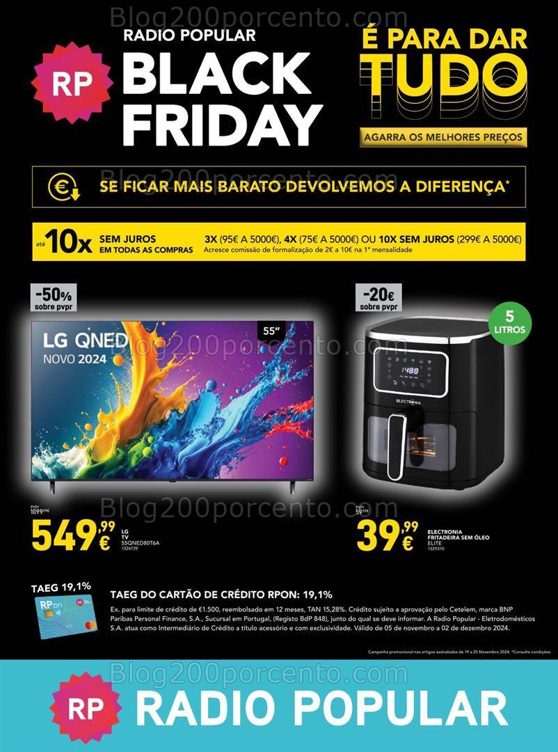 Antevisão Folheto RADIO POPULAR Black Friday Promoções de 19 a 25 novembro