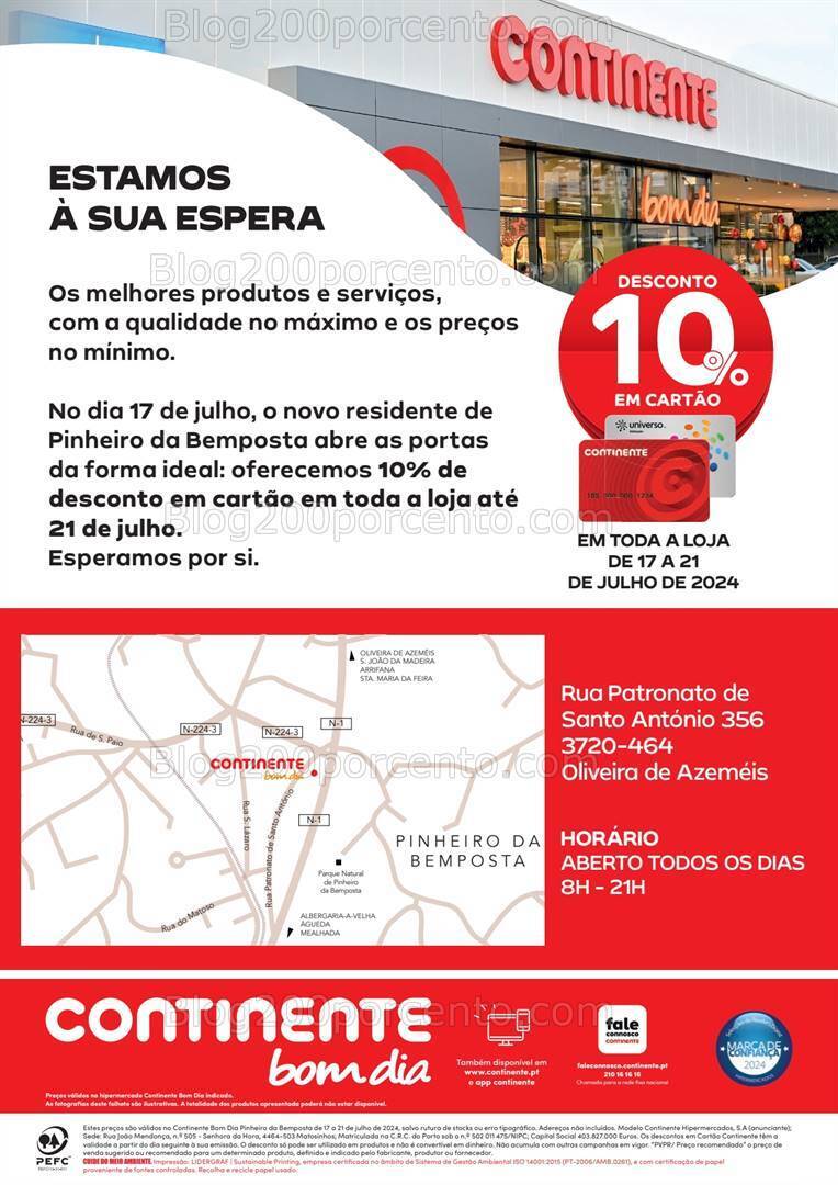 Antevisão Folheto CONTINENTE Bom Dia Pinheiro da Bemposta Promoções de 17 a 22 julho