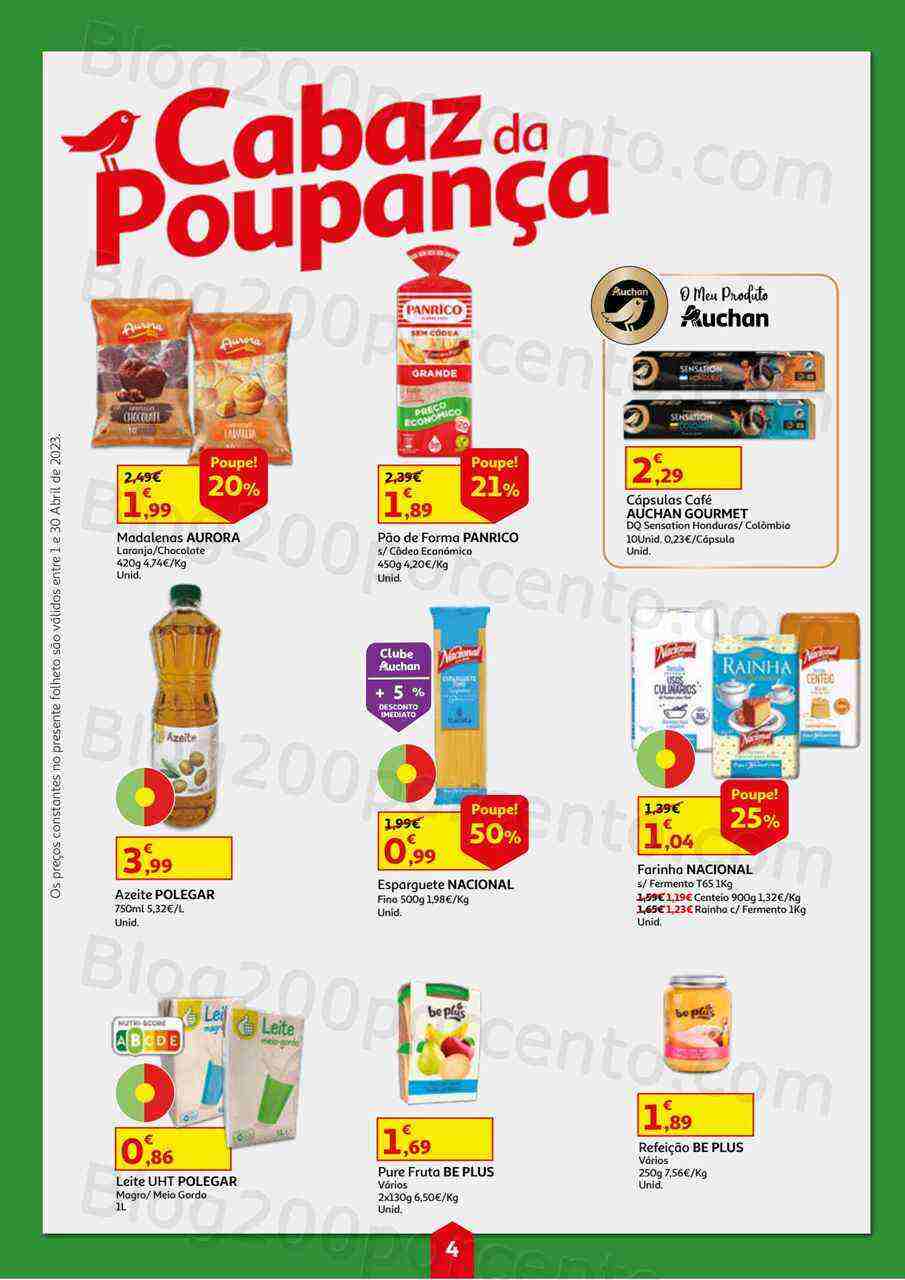 Antevisão Folheto AUCHAN Cabaz Poupança Promoções de 1 a 30 abril