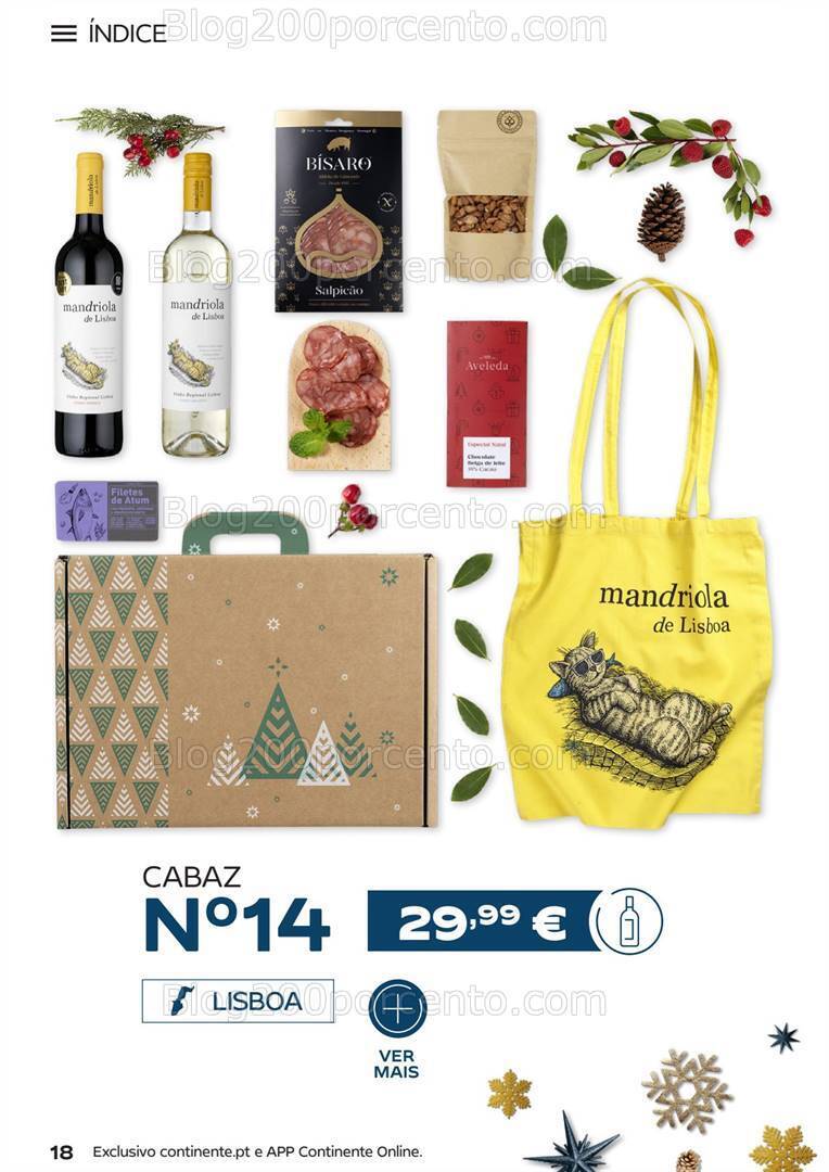 Antevisão Folheto CONTINENTE Cabazes de Natal Promoções de 15 setembro a 6 janeiro