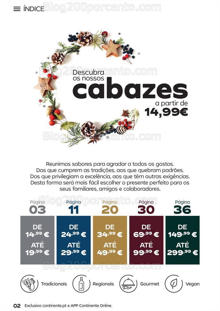 Antevisão Folheto CONTINENTE Cabazes de Natal Promoções de 15 setembro a 6 janeiro