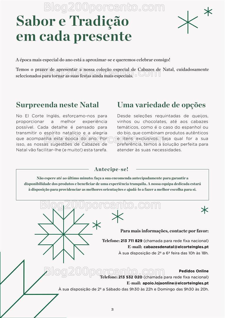Antevisão Folheto EL CORTE INGLÉS Cabazes de Natal - 18 outubro a 24 dezembro