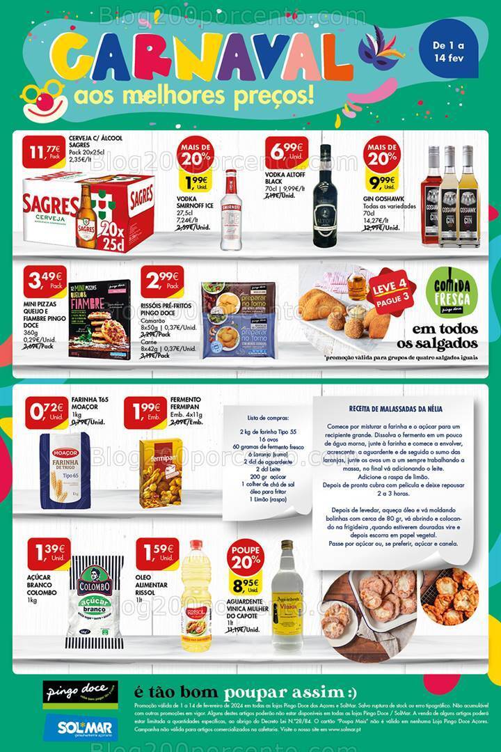 Antevisão Folheto PINGO DOCE Açores Carnaval Promoções de 1 a 14 fevereiro