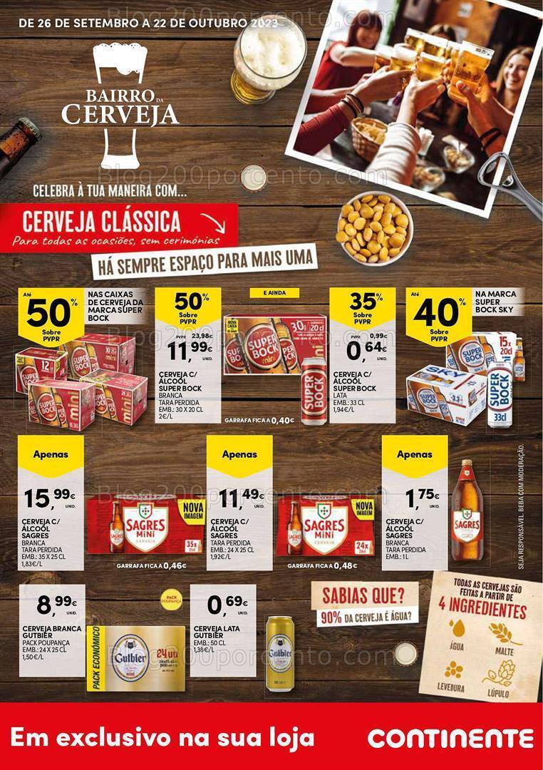 Antevisão Folheto CONTINENTE Cervejas Promoções de 26 setembro a 22 outubro