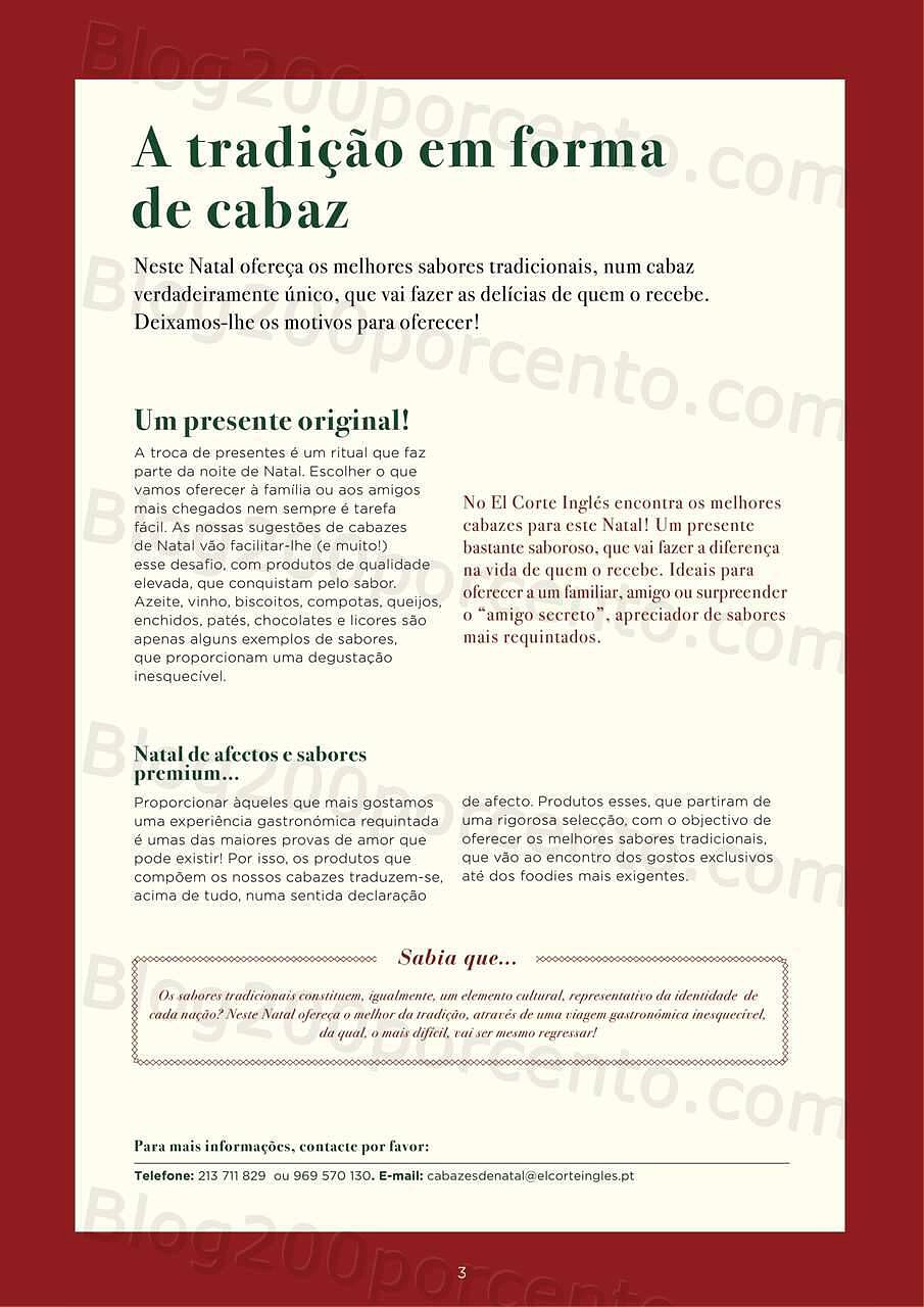 Antevisão Folheto EL CORTE INGLÉS Cabazes de Natal Promoções até 24 dezembro