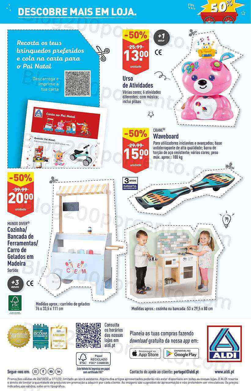 Antevisão Folheto ALDI Extra Especial Saldos em Brinquedos Promoções de 26 outubro a 1 novembro