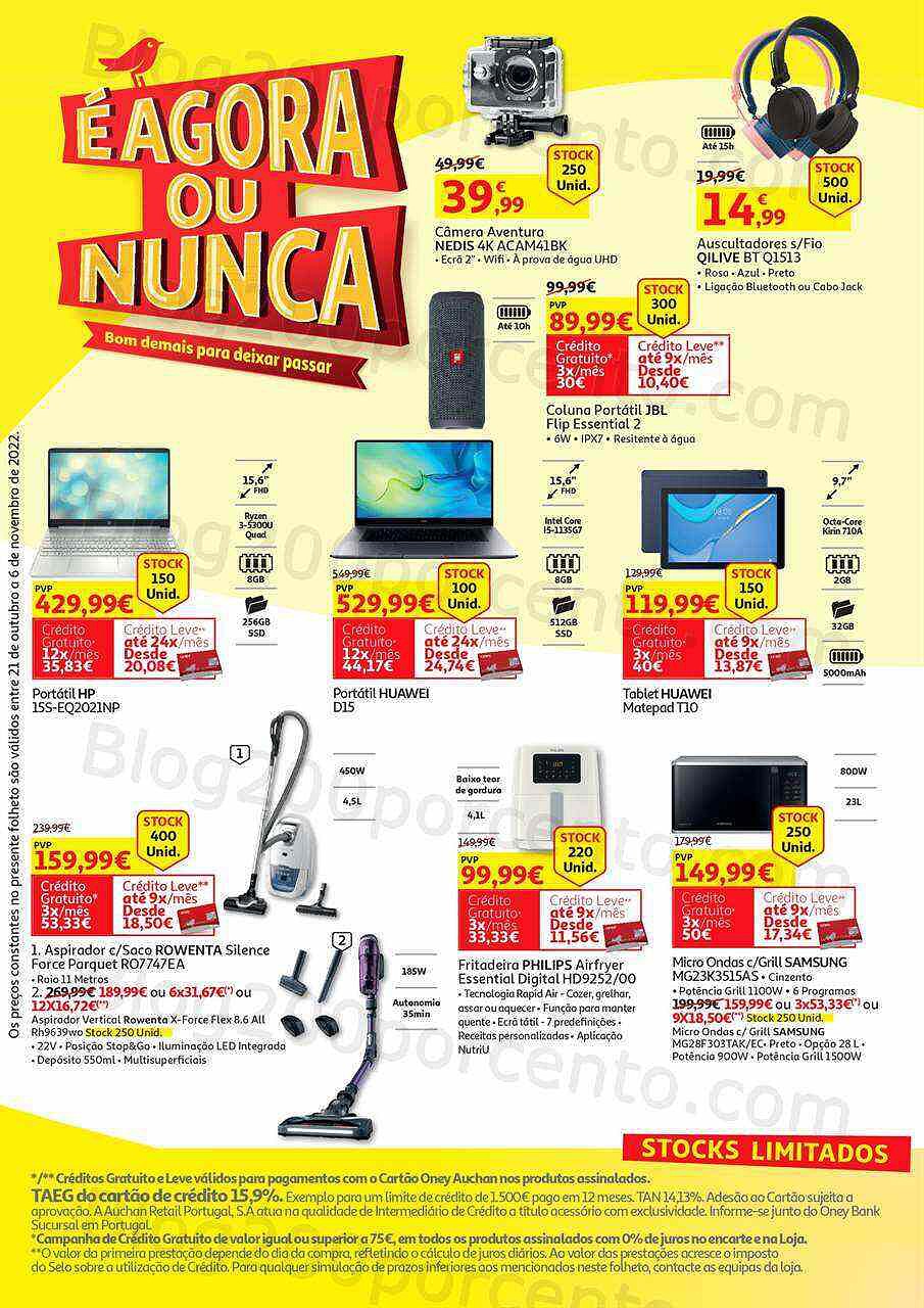 Antevisão Folheto AUCHAN Agora ou Nunca Promoções de 21 outubro a 6 novembro