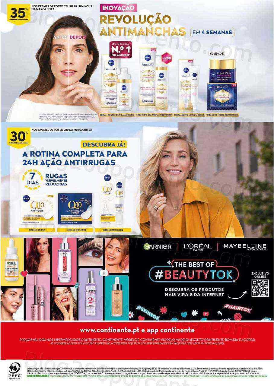 Antevisão Folheto CONTINENTE Especial Beleza Promoções de 25 outubro a 6 novembro