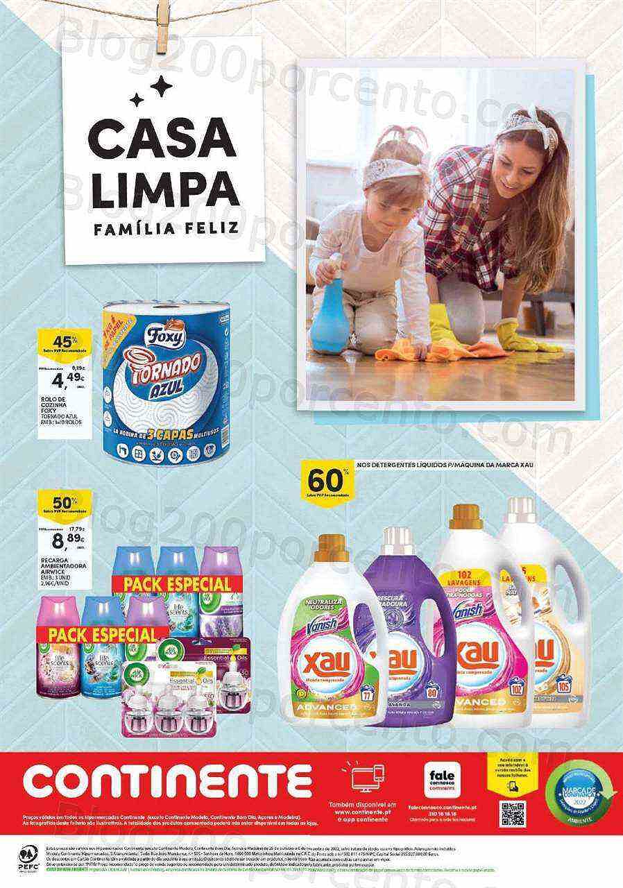 Antevisão Folheto CONTINENTE Casa Limpa Promoções de 25 outubro a 6 novembro