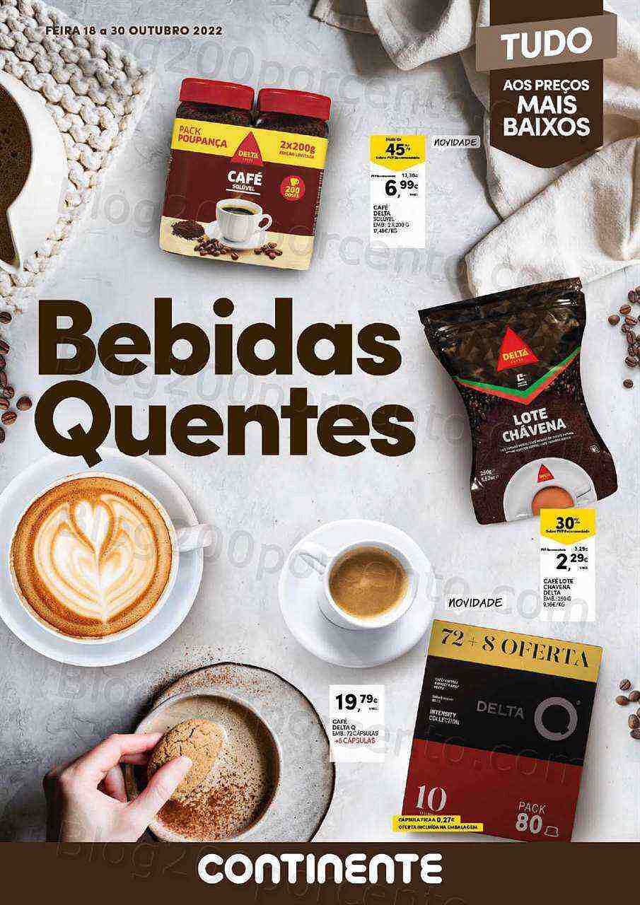 Antevisão Folheto CONTINENTE Feira Bebidas Quentes Promoções de 18 a 30 outubro