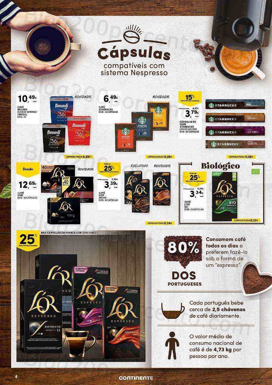 Antevisão Folheto CONTINENTE Feira Bebidas Quentes Promoções de 18 a 30 outubro